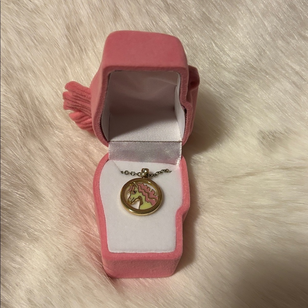 Gold and Pink Pendant Necklace